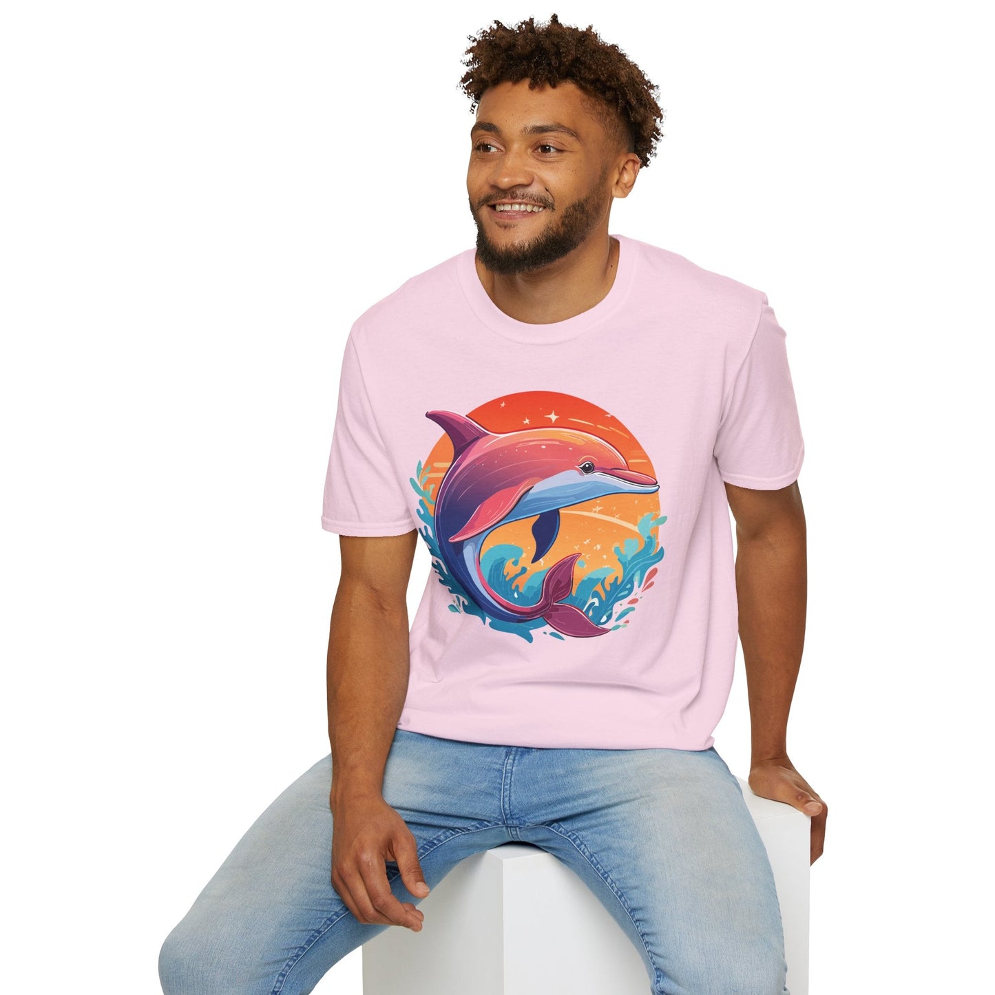Dolphin Shirt Unisex Tee 100 Percent Ring Spun Cotton Softstyle Gildan 64000 Comfort Fit