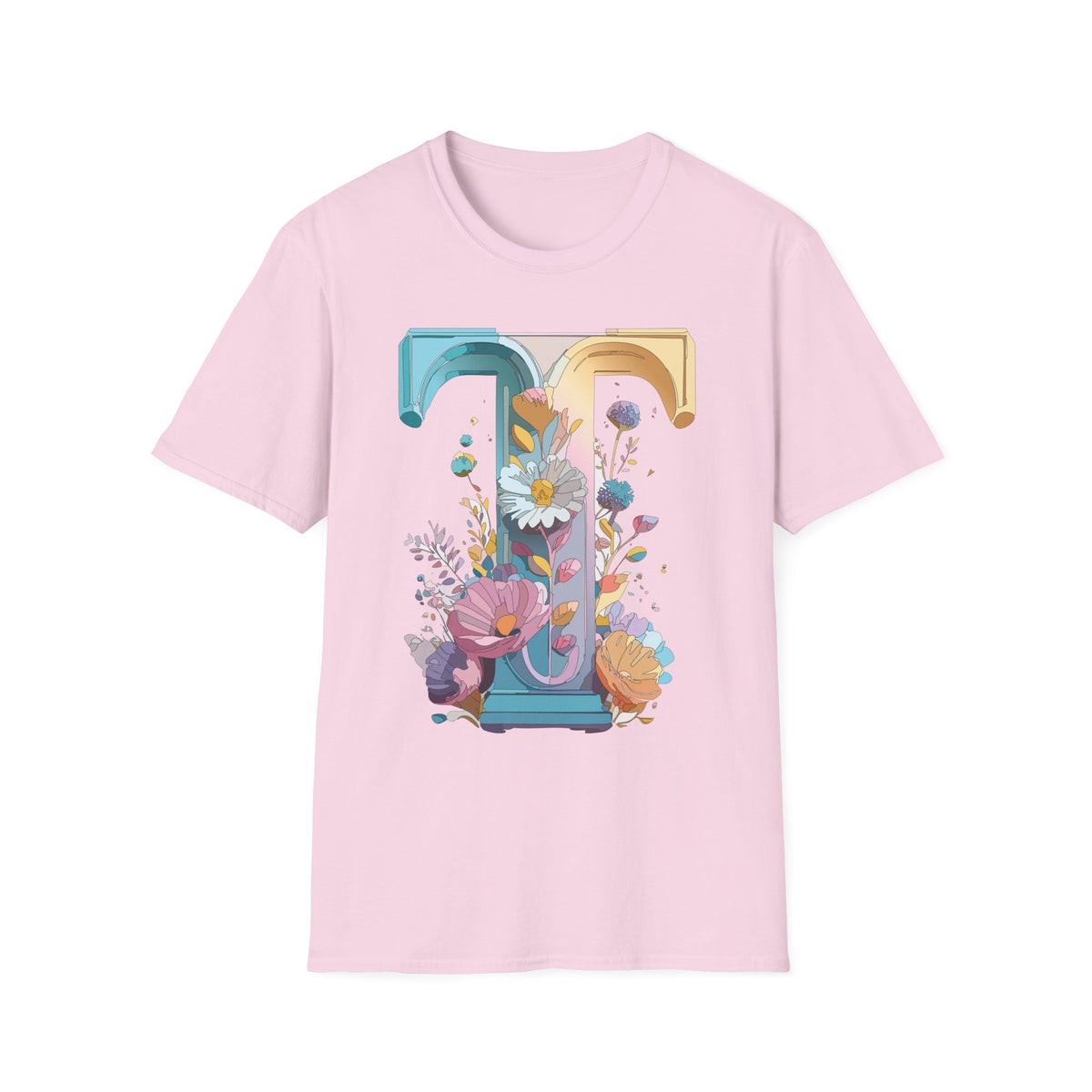 Floral Letter T Monogram T-Shirt | Botanical Initial Tee
