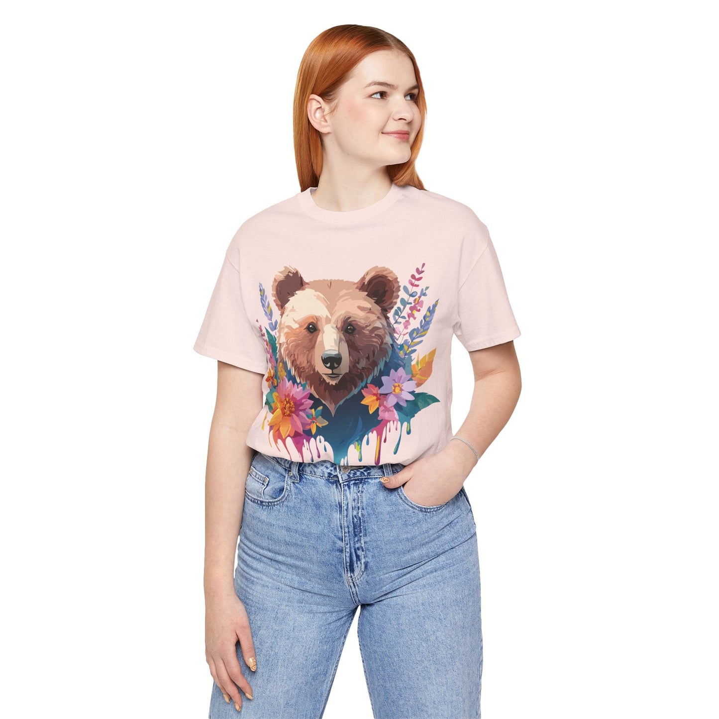 Bear Graphic Unisex 100 Cotton Short Sleeve Art Design Vintage T-Shirt 5