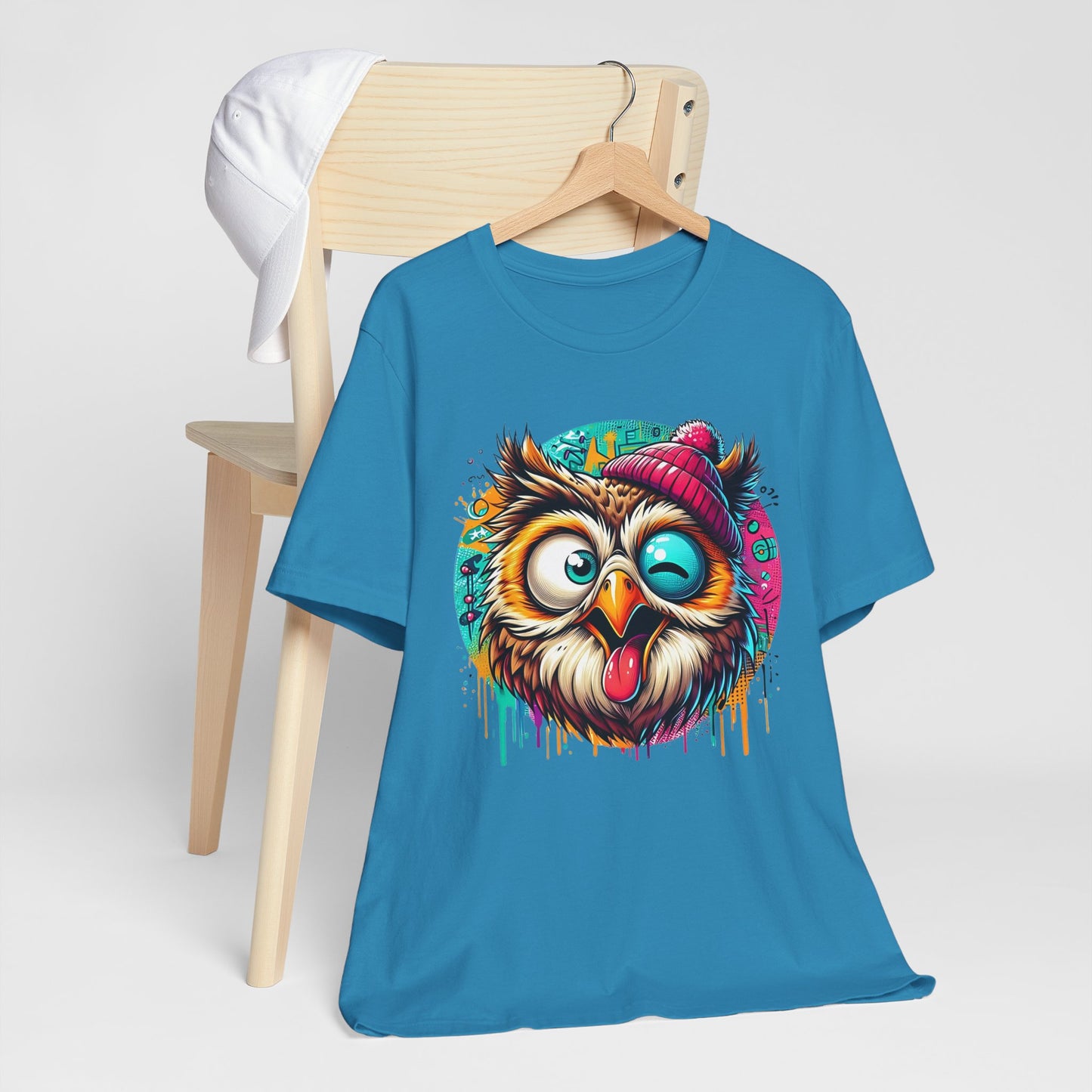 Colorful Owl Graphic Tee, Fun Owl Shirt, Funny Bird Shirt, Cute Cartoon Tees, Animal T-Shirt, Animal Tees, Art Design T-Shirt
