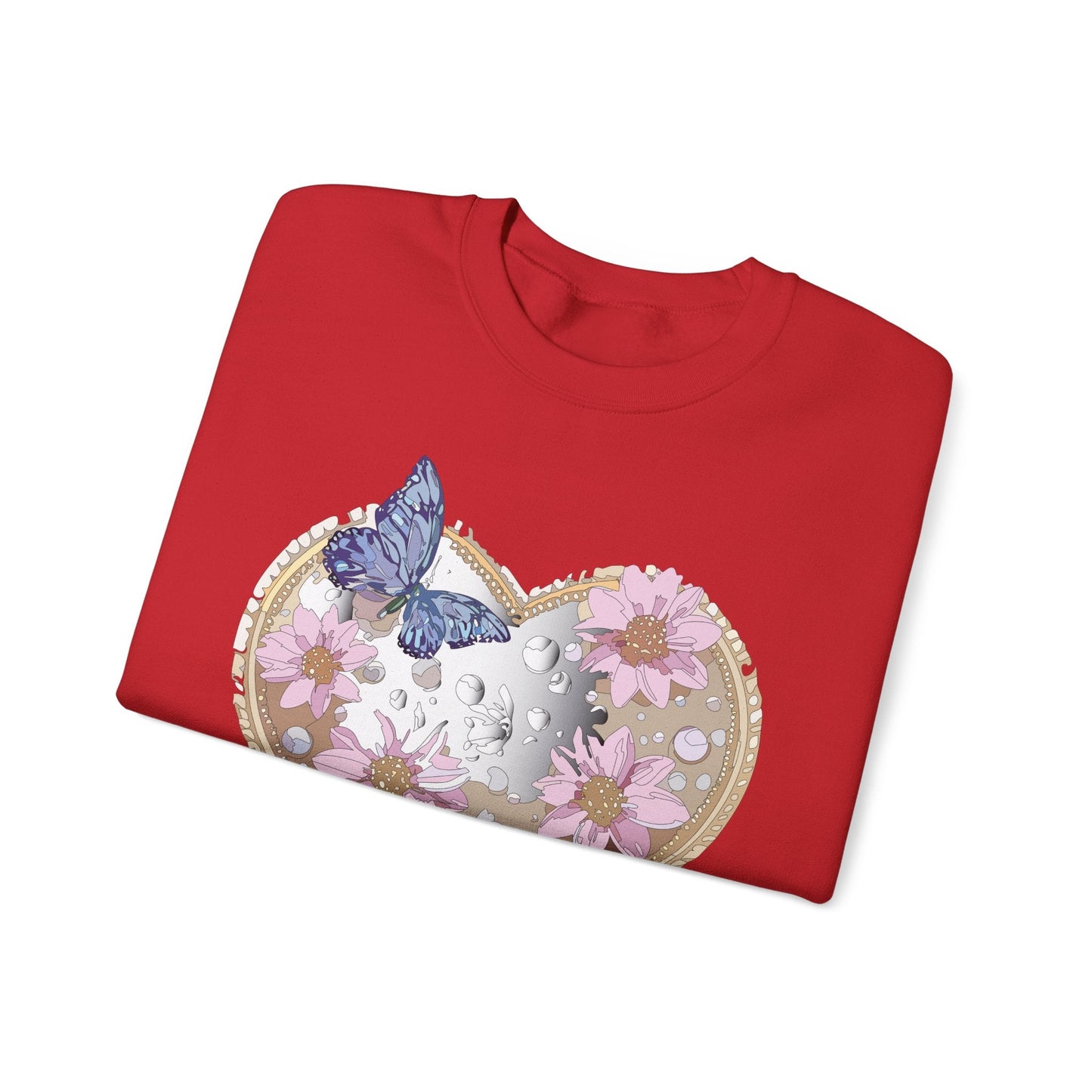 Floral Heart Love Sweatshirt For Valentines Day Unisex Heavy Blend Crewneck Sweatshirt