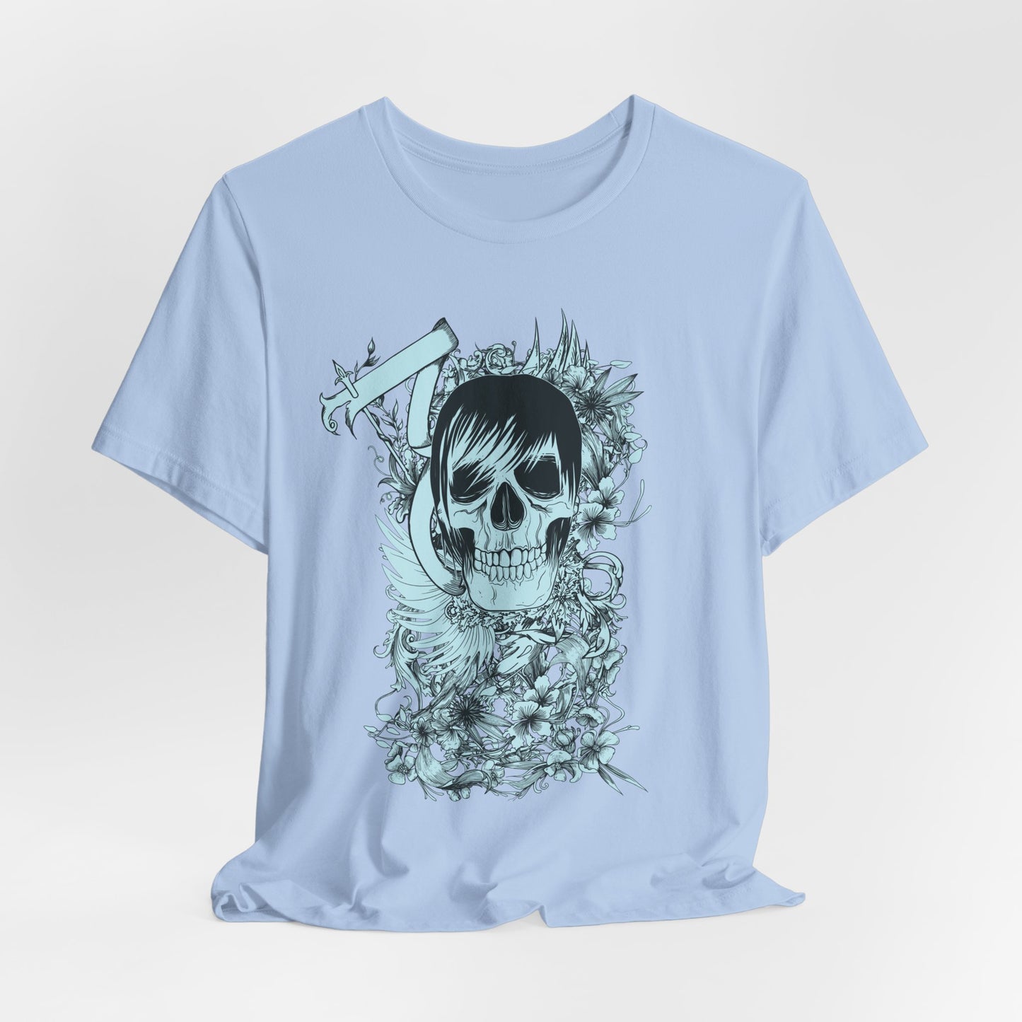 Sky Skull Graphic Design Tee, Skull Shirt, Vintage Tees, Art Design T-Shirt, Vintage Graphic Tee, Art Shirts with Skulls