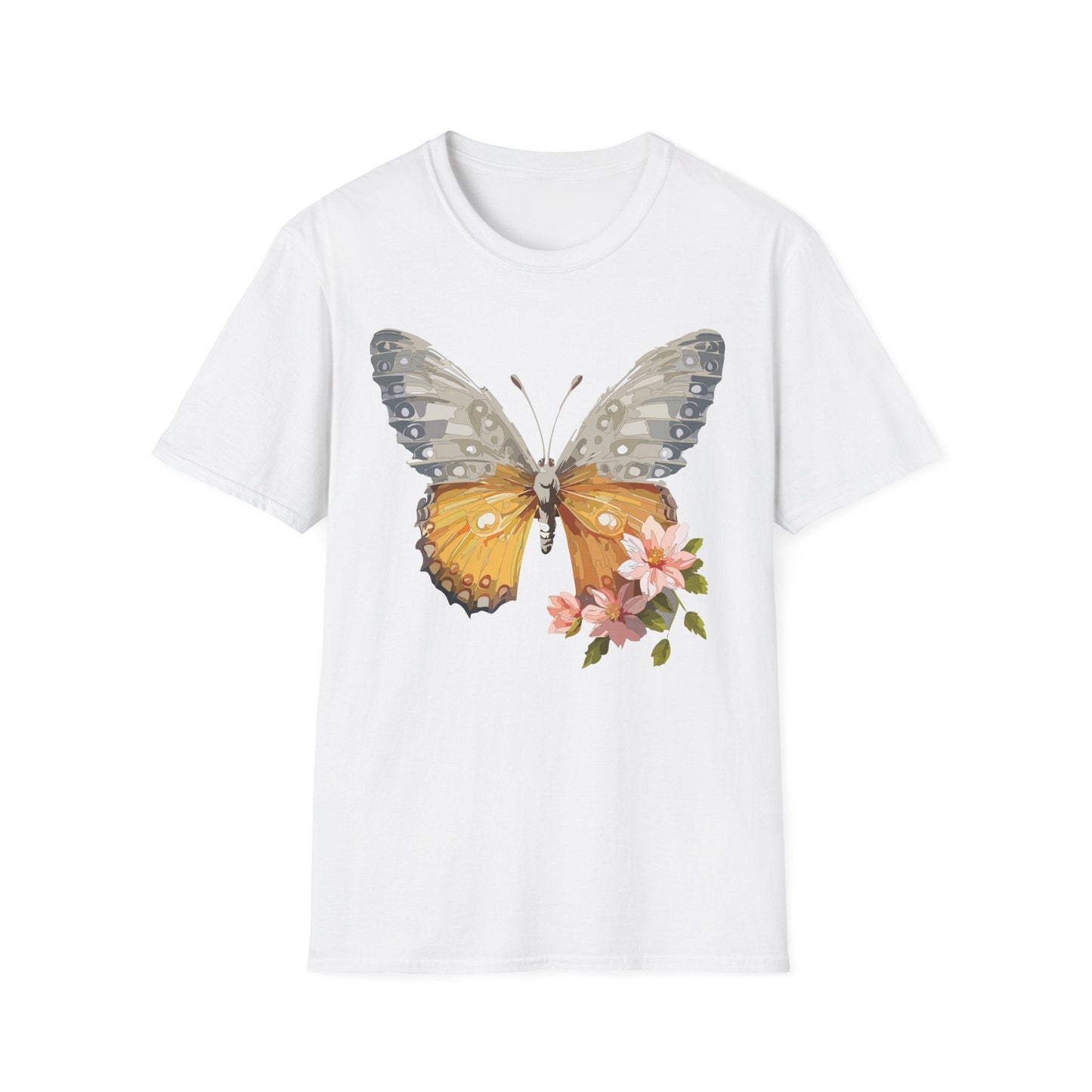Unisex Butterfly T Shirt Monarch Print Softstyle Cotton Tee Gildan 64000 Lightweight Comfort