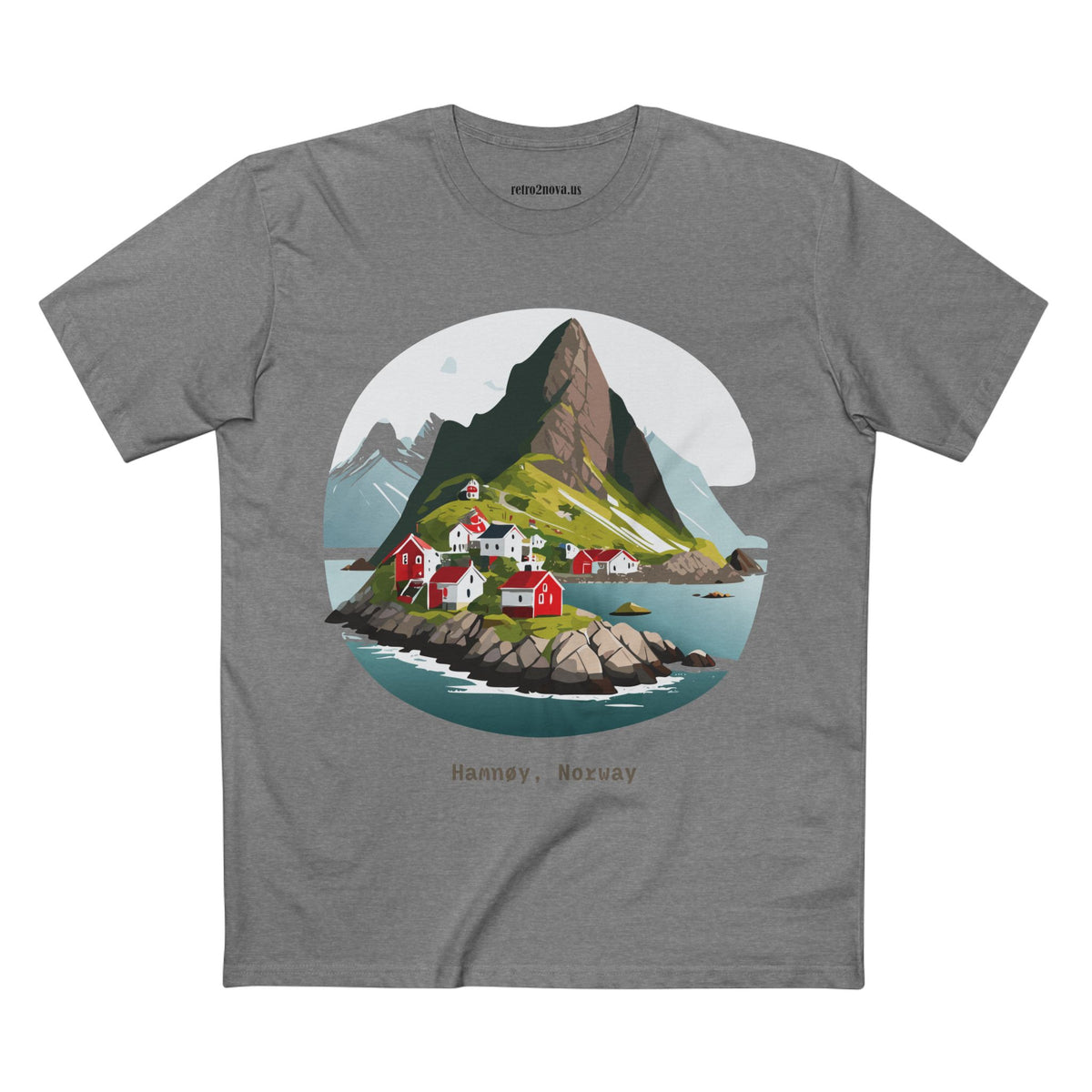 Hamnøy Norway Village Illustration Tee | Scenic Fjord Landscape T-Shirt