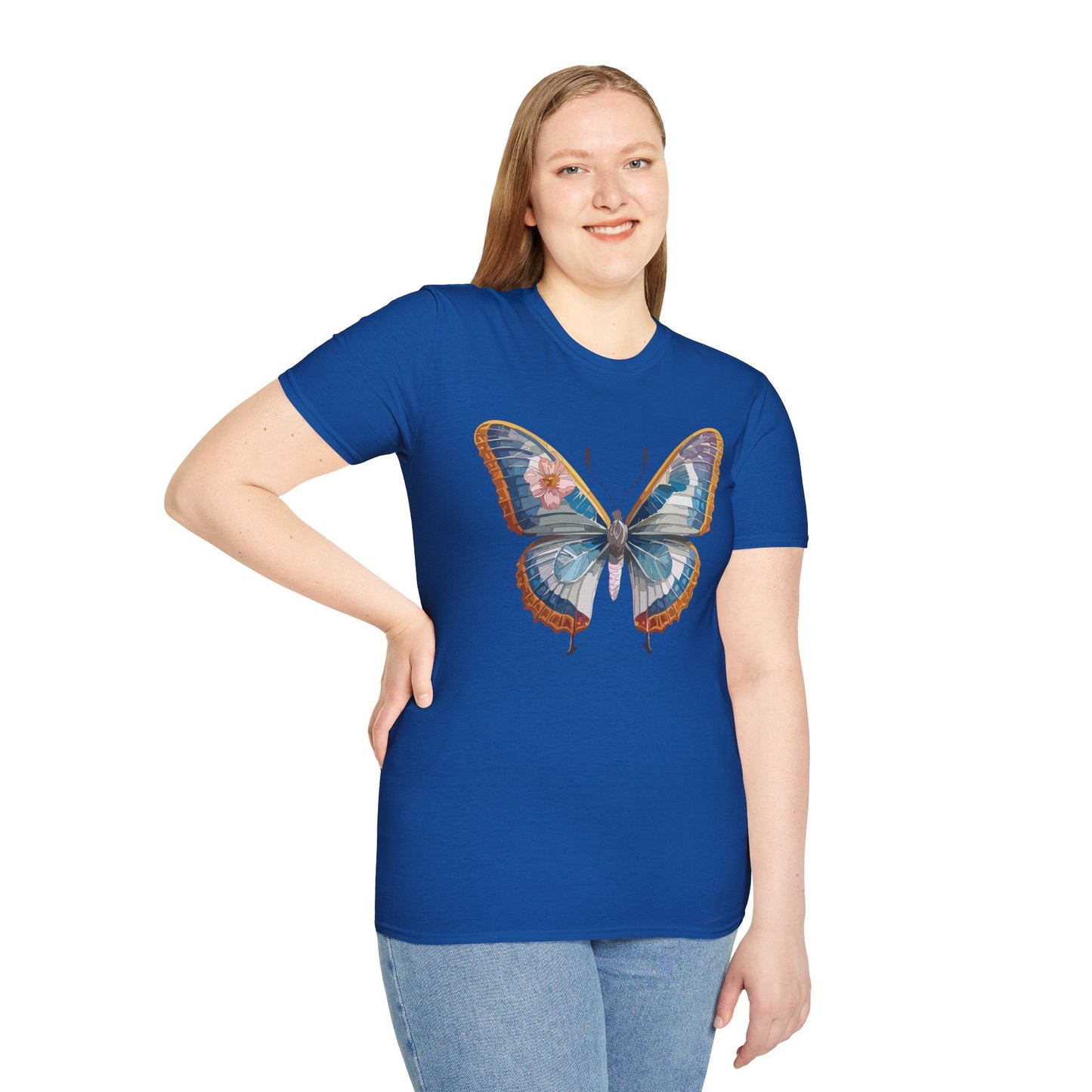 Unisex Butterfly Shirt Softstyle Tee 100 Percent Ring Spun Cotton Monarch Print Tee