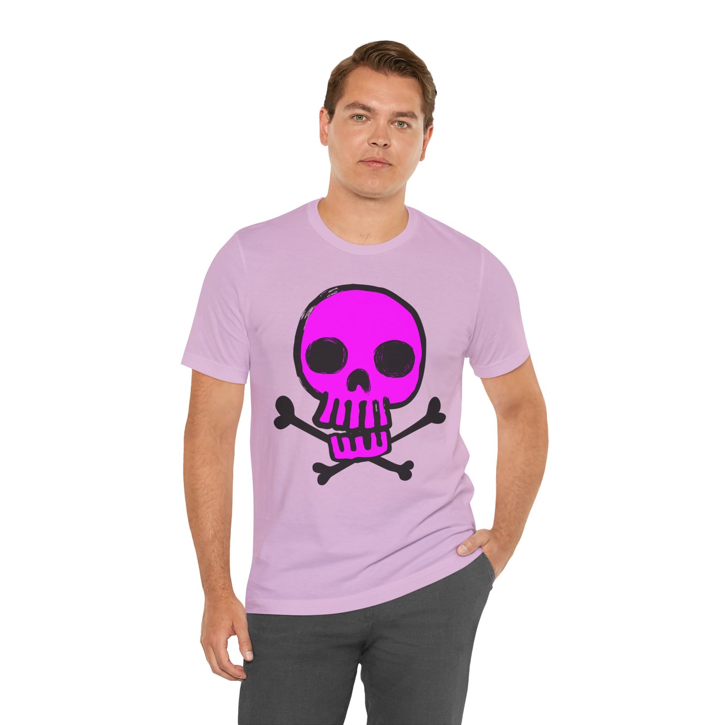 Pink Skull Graphic Design Tee, Skull Shirt, Vintage Tees, Art Design T-Shirt, Vintage Graphic Tee, Art Shirts with Skulls