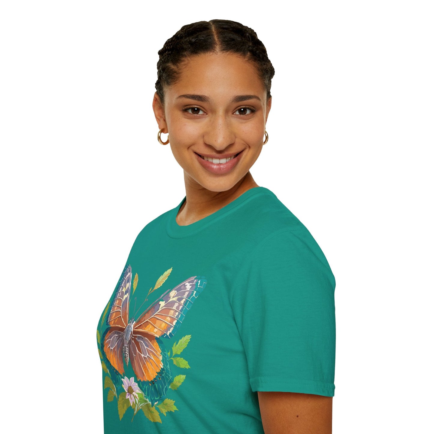 Unisex Butterfly Shirt With Monarch Design Cotton Tee Gildan 64000 Softstyle Comfort