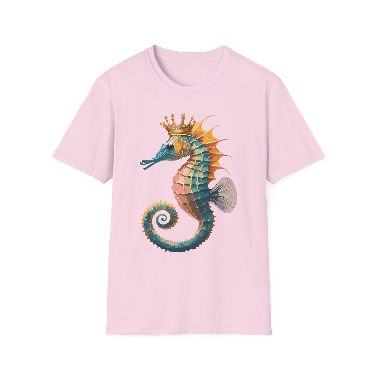 Crowned Seahorse T-Shirt | Colorful King Seahorse Illustration Tee