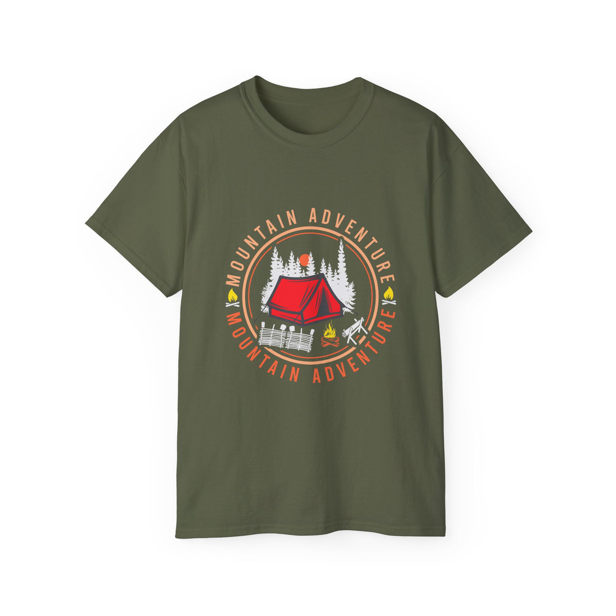 Mountain Adventure Tent Campfire T-Shirt | Camping Graphic Tee