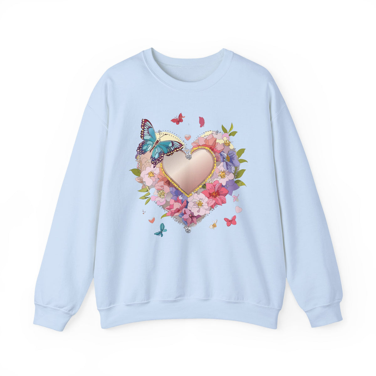 Floral Heart Love Graphic Valentine's Day Sweatshirt Unisex 50/50 Cotton-Poly Sweatshirt w37