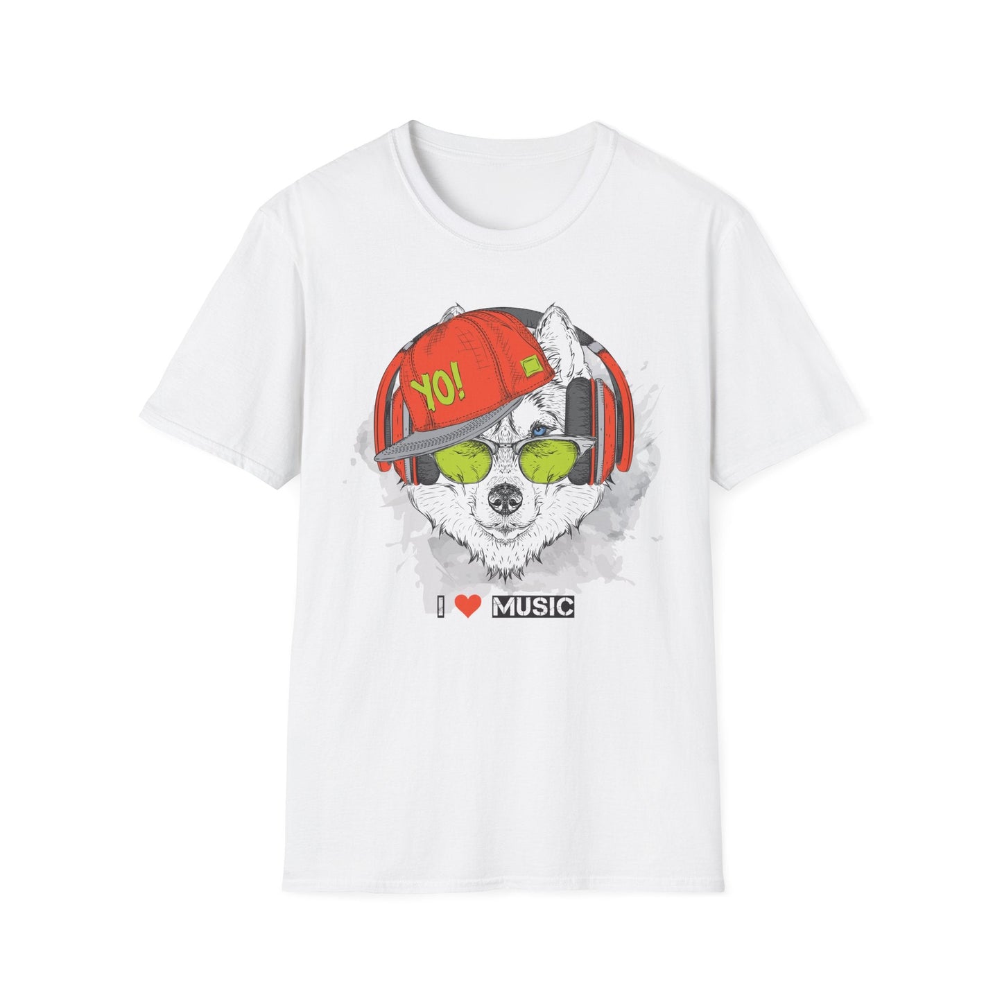 Unisex Music Animals Short Sleeve T Shirt With Headphones For Music Lovers Gildan 64000