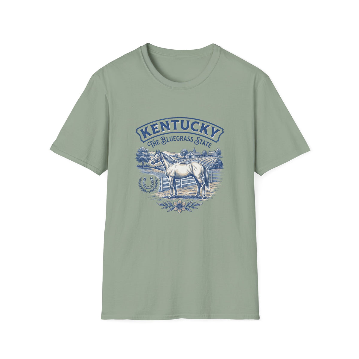 Kentucky Horse & Bluegrass State Travel Tourist Graphic Design Unisex 100 Cotton Gildan T-Shirt