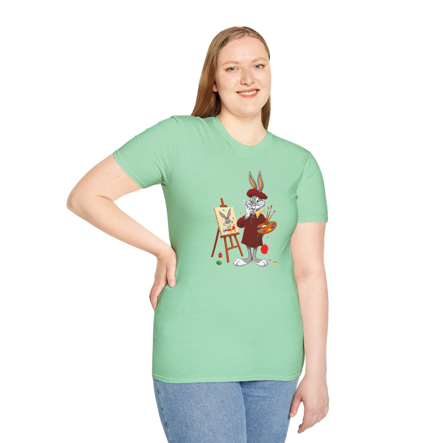 Cartoon Bunny Graphic Unisex Cotton Animal Animation Artwork Design Tee 9