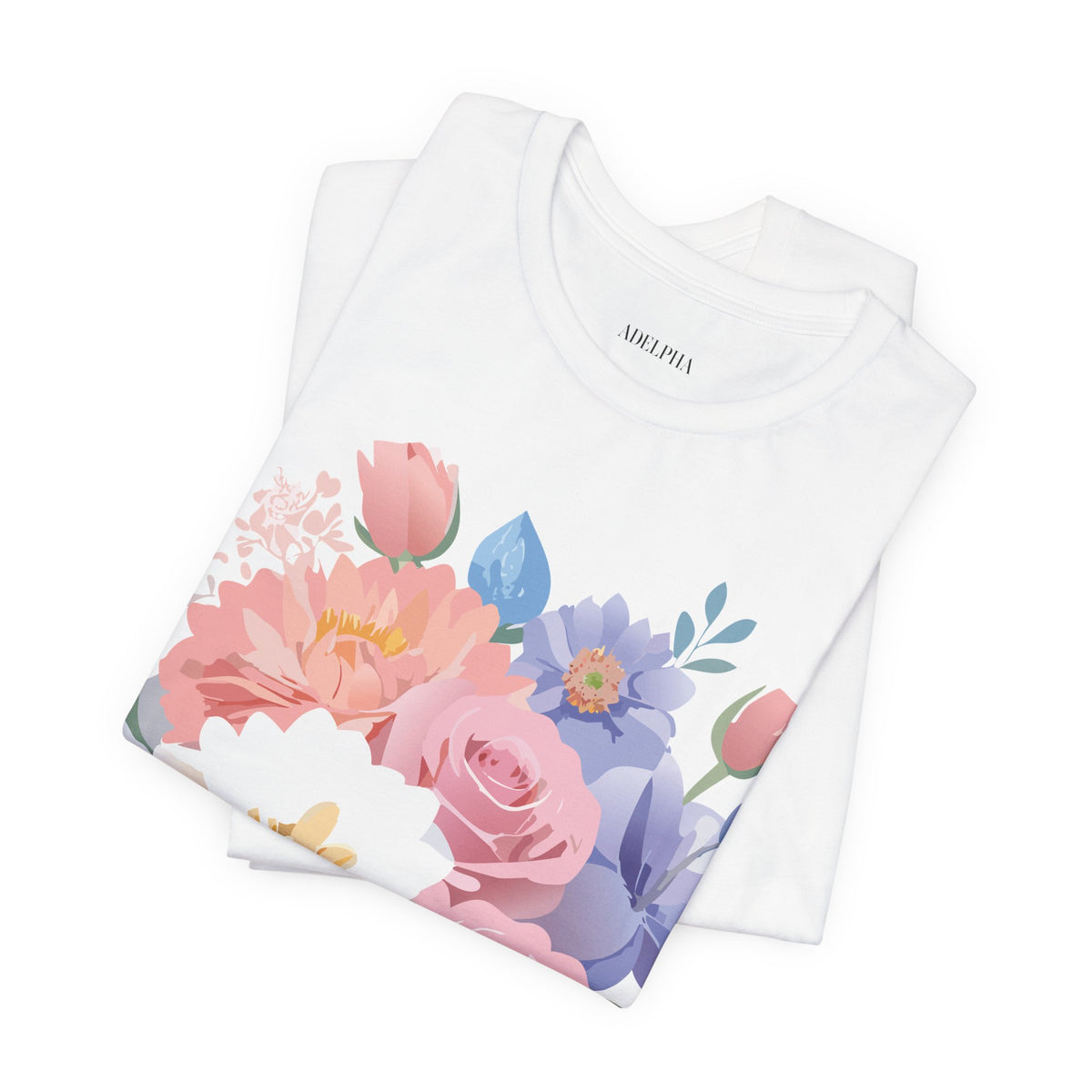Floral Graphic Unisex Cotton Bella+Canvas Tee with Flowers Art Design n120