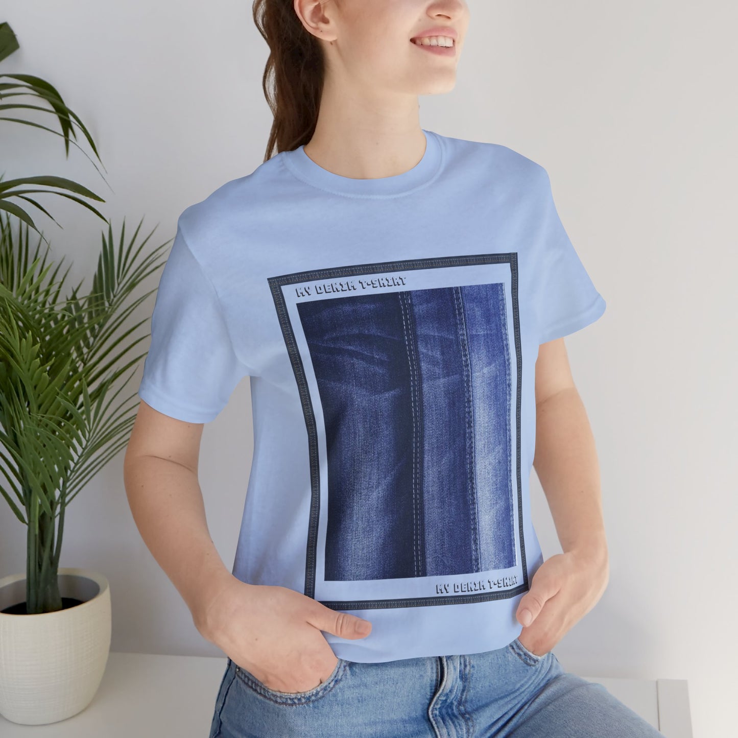 T-shirt unisexe en coton avec imprimé denim