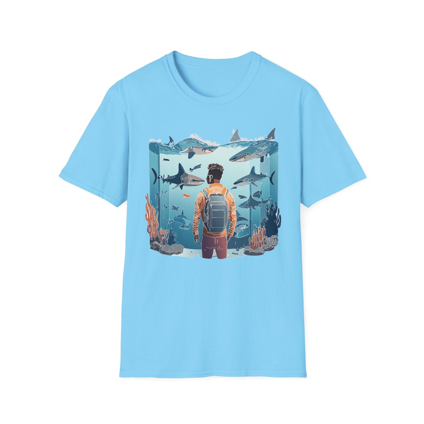 Ocean Themed Unisex Short Sleeve Tee Gildan Softstyle 64000 Ocean Inspired Art Design