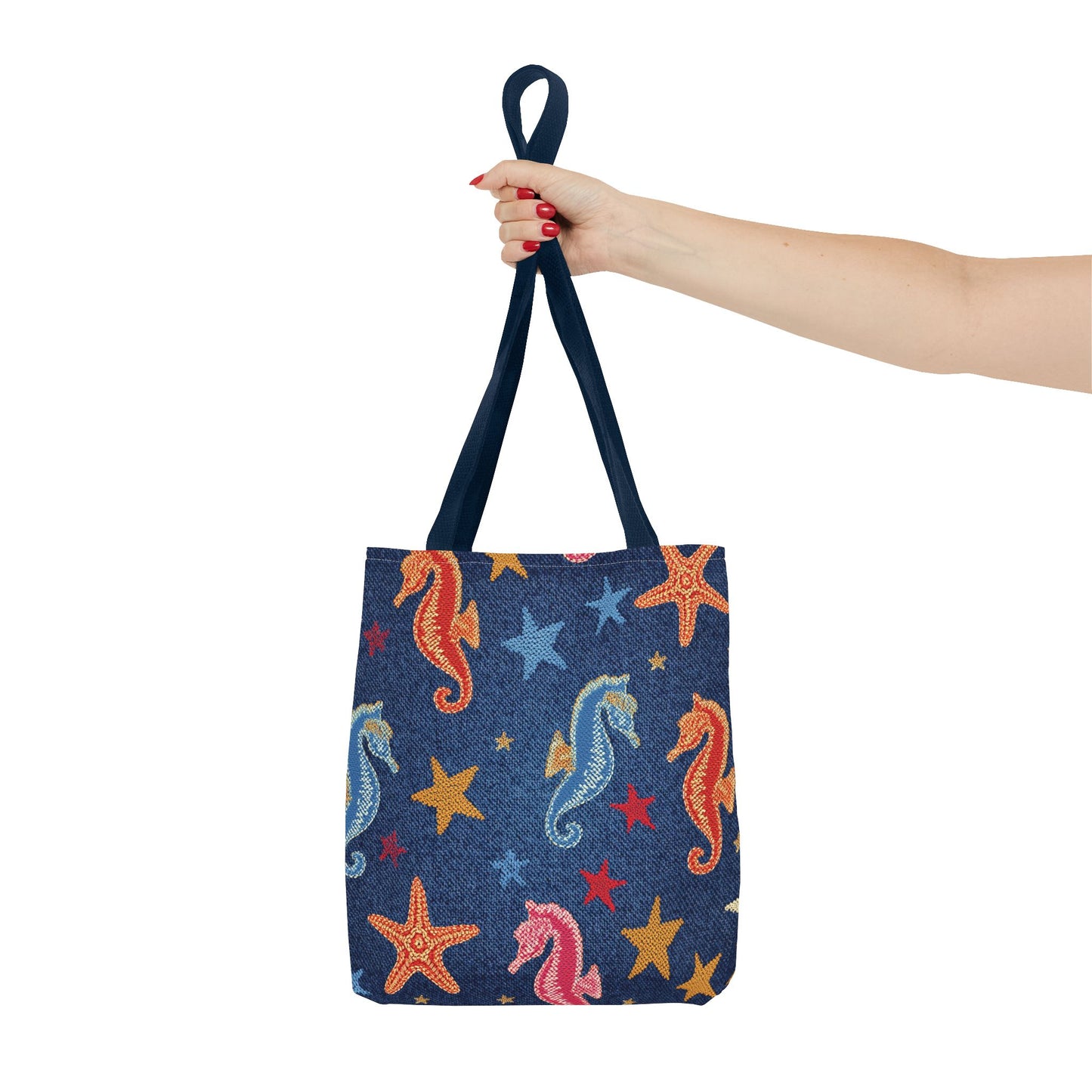 Denim Fabric Imitation Print Unisex Canvas Bag Poly Spun 3 Sizes Tote Bag 182-19