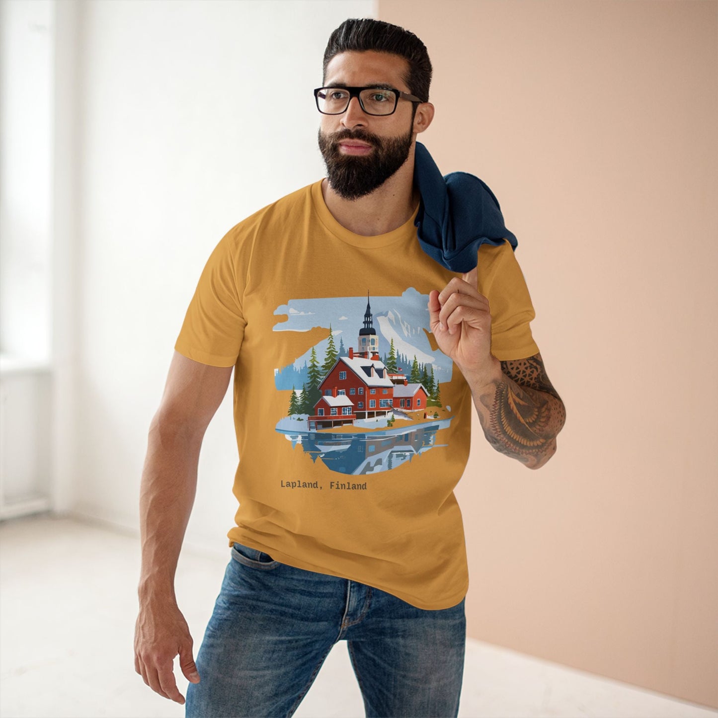 Lapland Travel Shirt Unisex Premium Cotton Tee With Original Art Design TT4 Retro2Nova