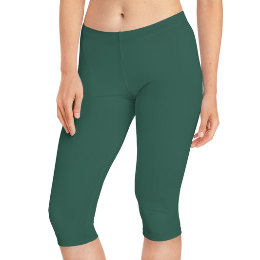 Green Color Capri Leggings, Green Capri Leggings 11