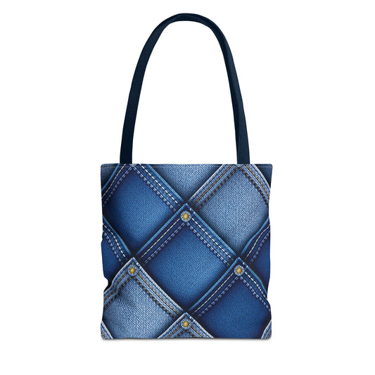 Denim Fabric Imitation Print Unisex Canvas Bag Poly Spun 3 Sizes Tote Bag 116