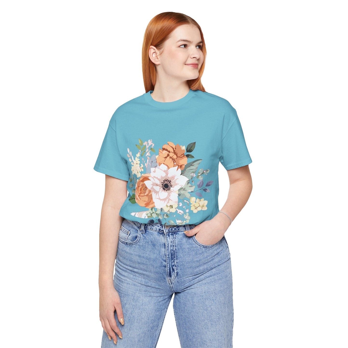 Unisex Floral Shirt Jersey Short Sleeve Tee Lightweight Breathable Flowers Collection Retro2Nova