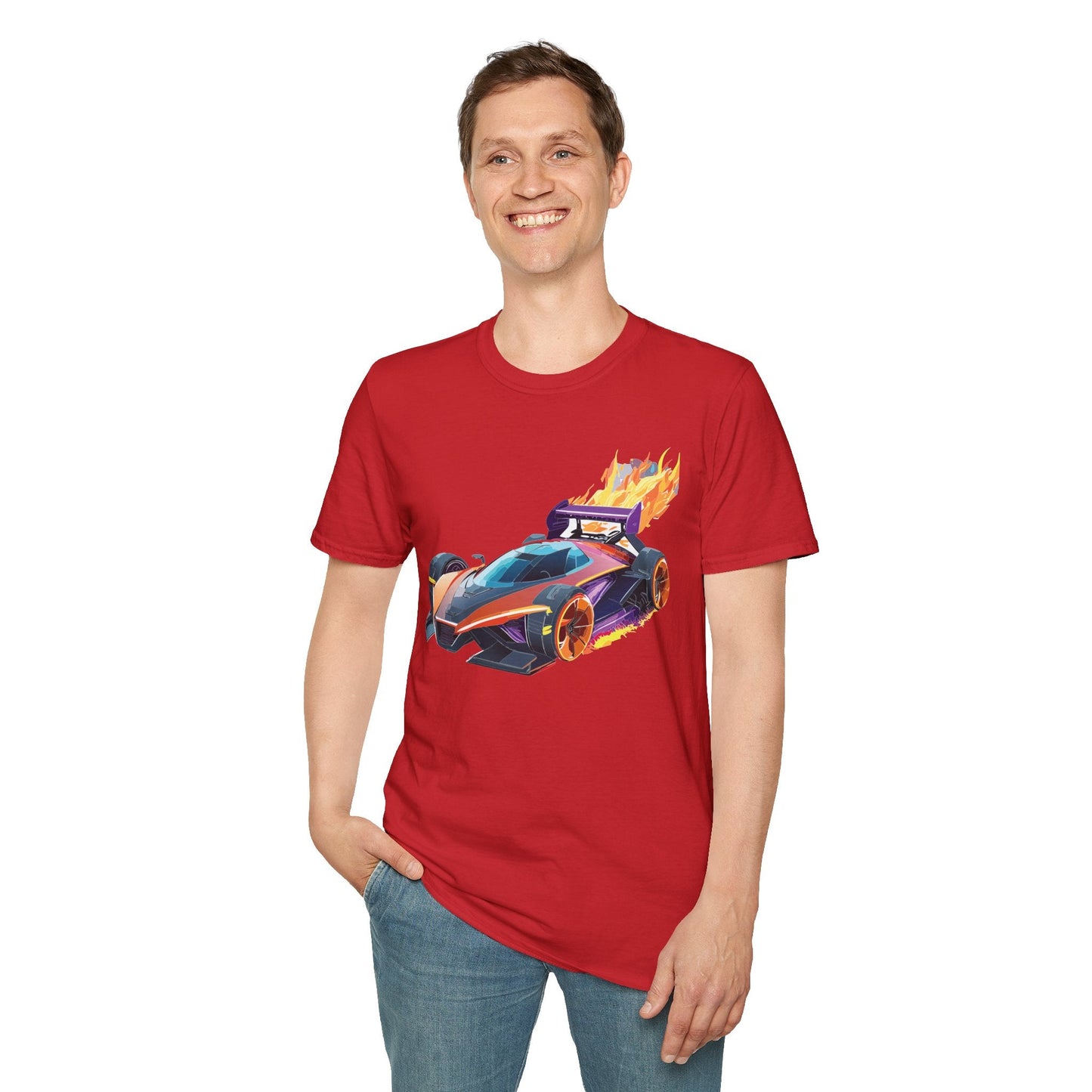 Car Graphic Unisex Cotto Softstyle Art Design with Hot Wheels Artwork Tee 4