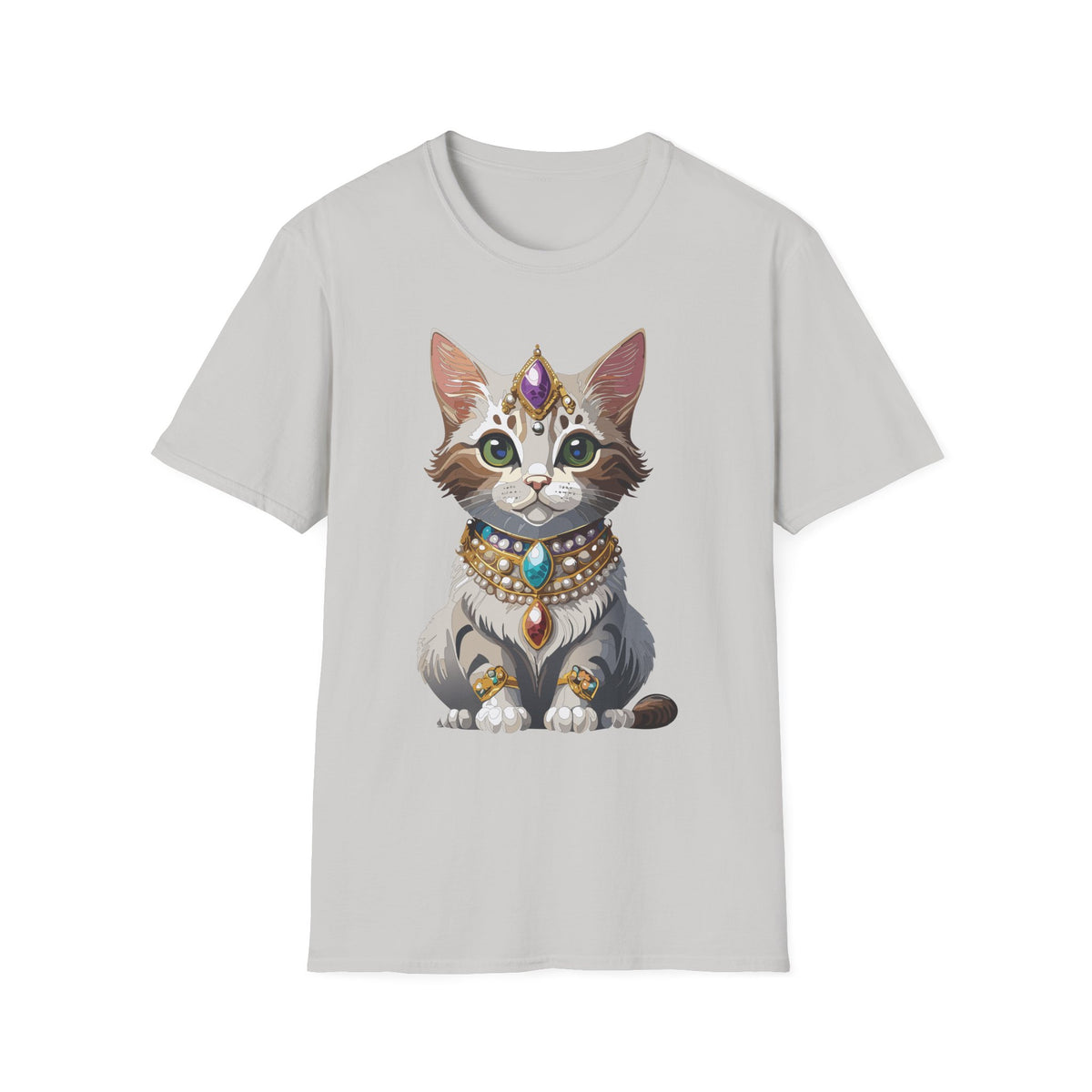 Jeweled Cat Portrait T-Shirt | Regal Kitty Illustration