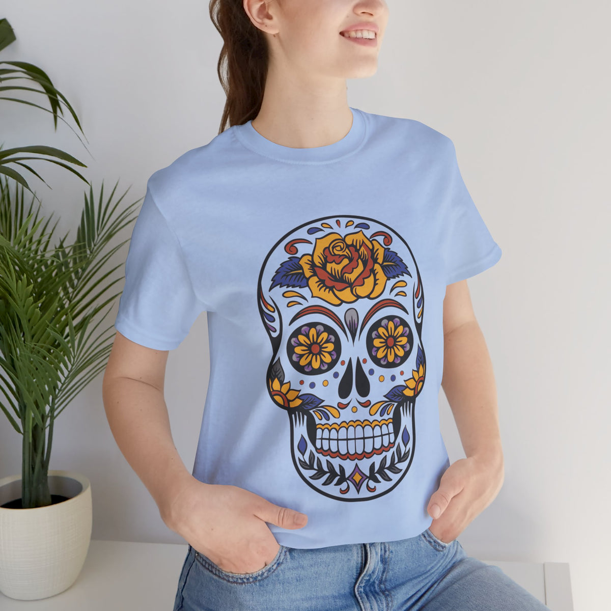 Camiseta unisex de algodón con calavera