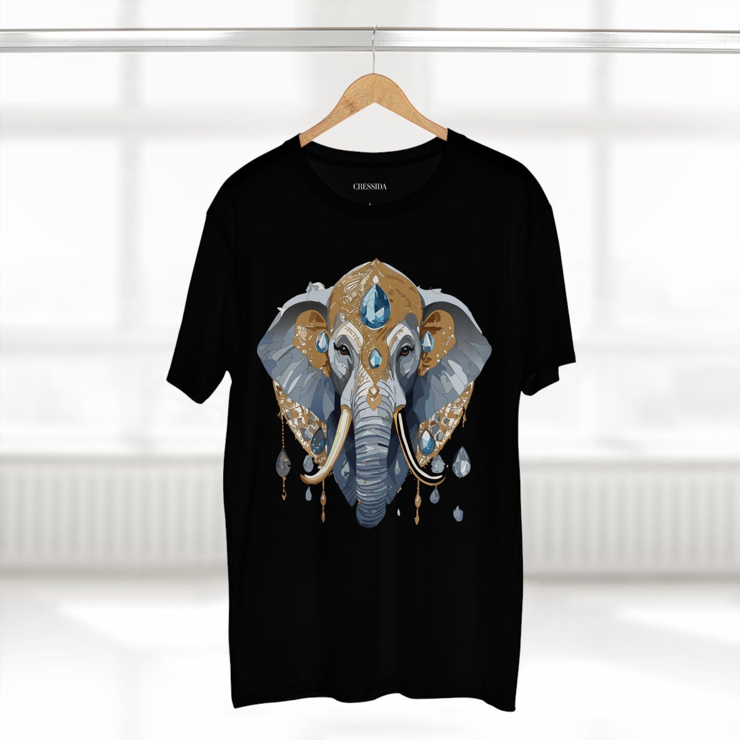 Elephant Graphic Unisex 100 Cotton Tee With Unique Animal Golden Medallion Art Design 36