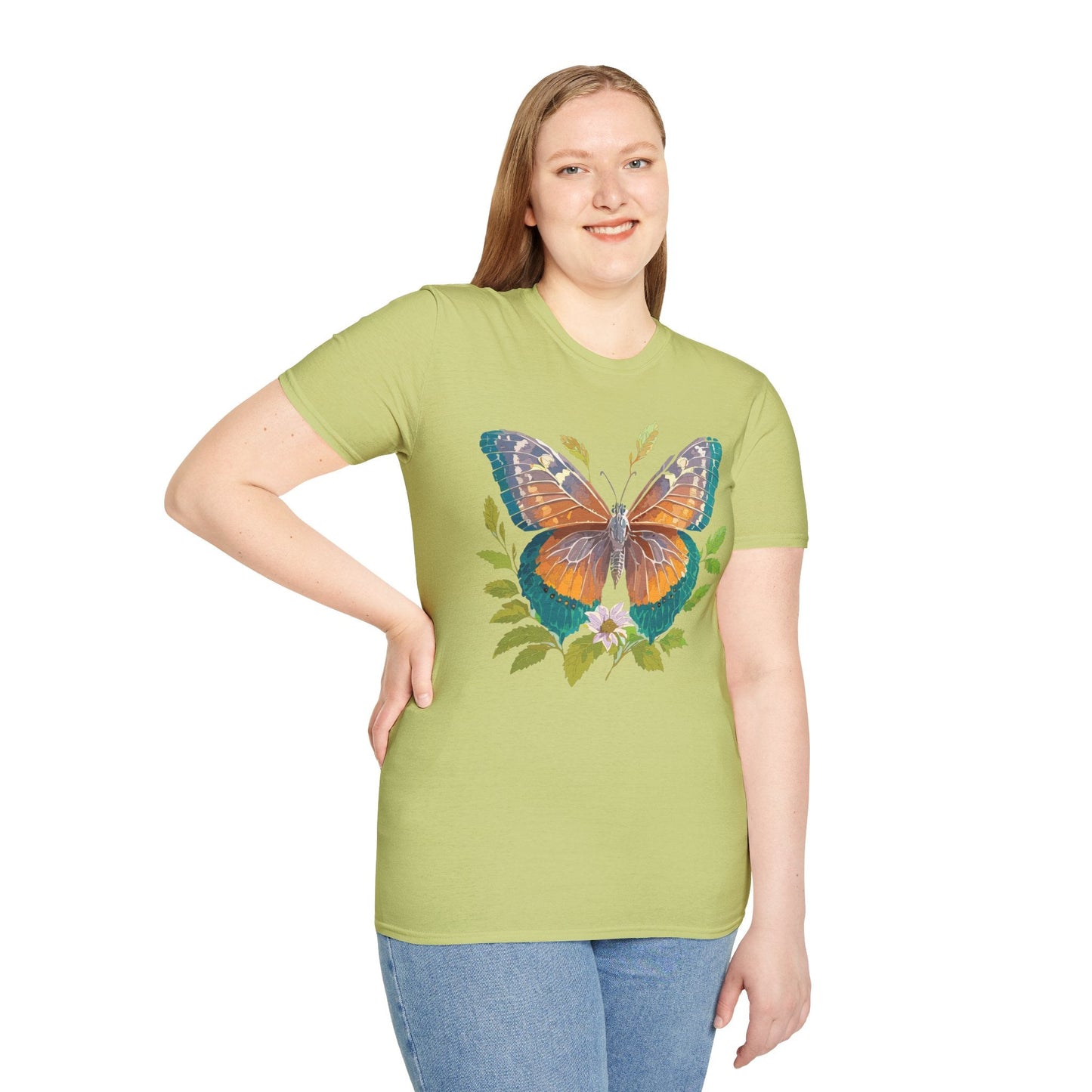 Unisex Butterfly Shirt With Monarch Design Cotton Tee Gildan 64000 Softstyle Comfort