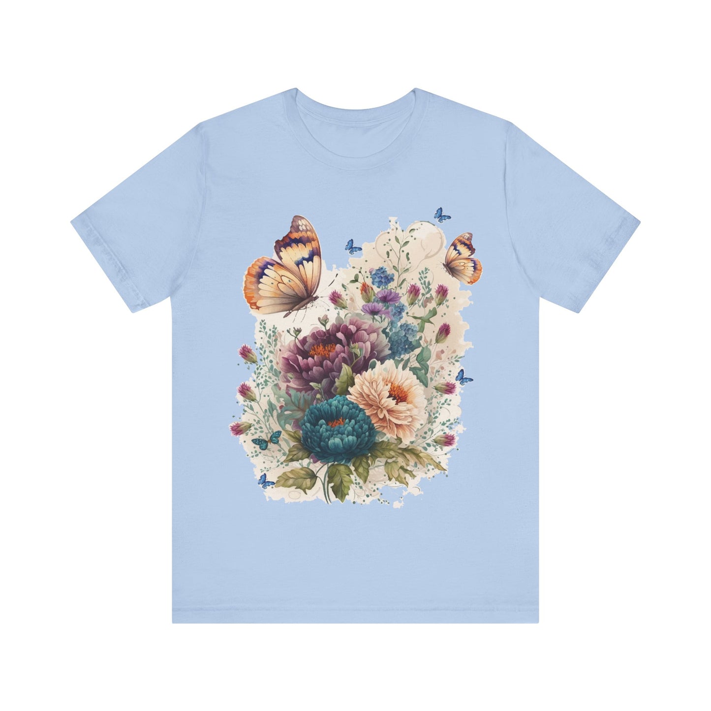 Cotton Tee Shirt with Butterfly Prints