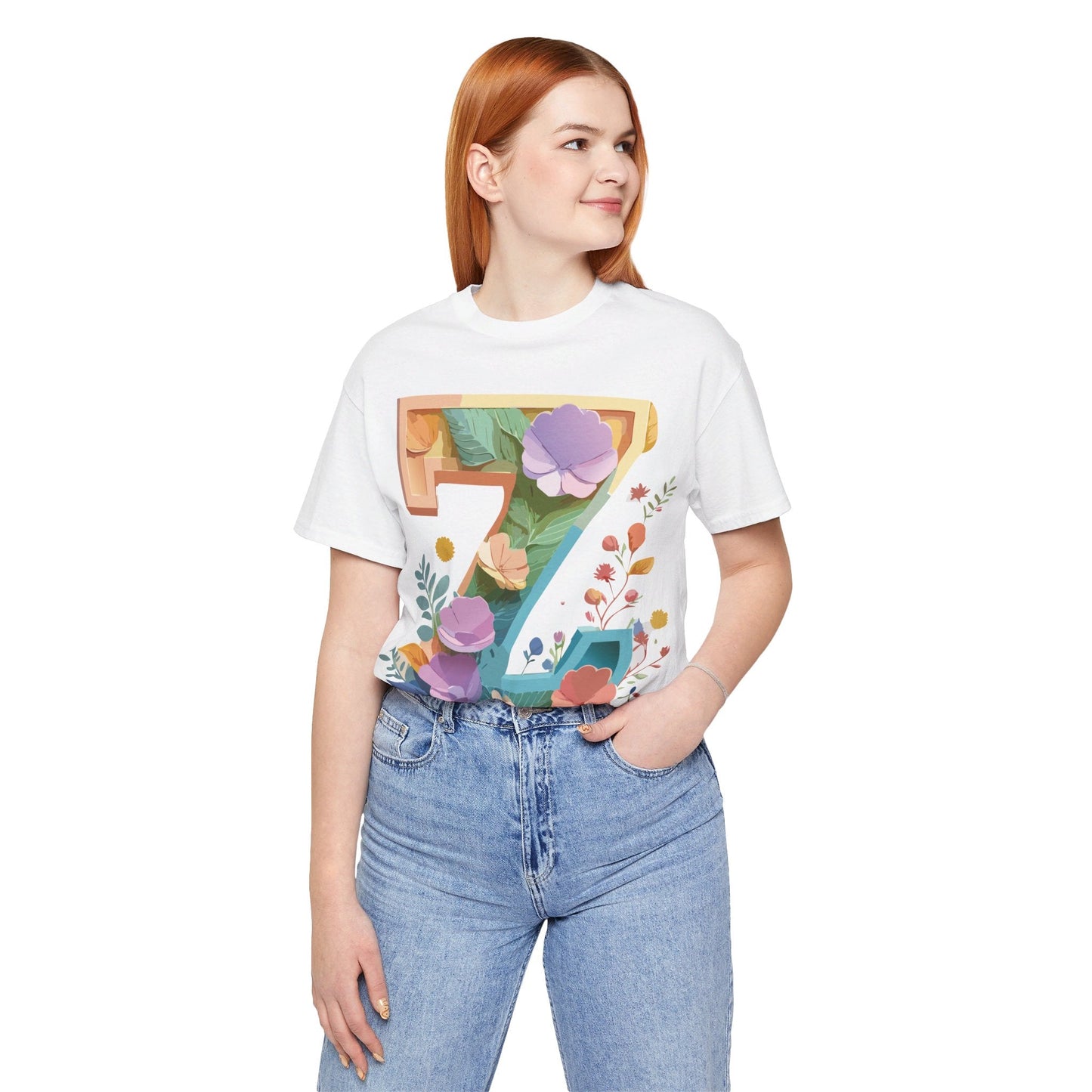 Unisex Letter Z Graphic Tee  Vintage Inspired Art Short Sleeve