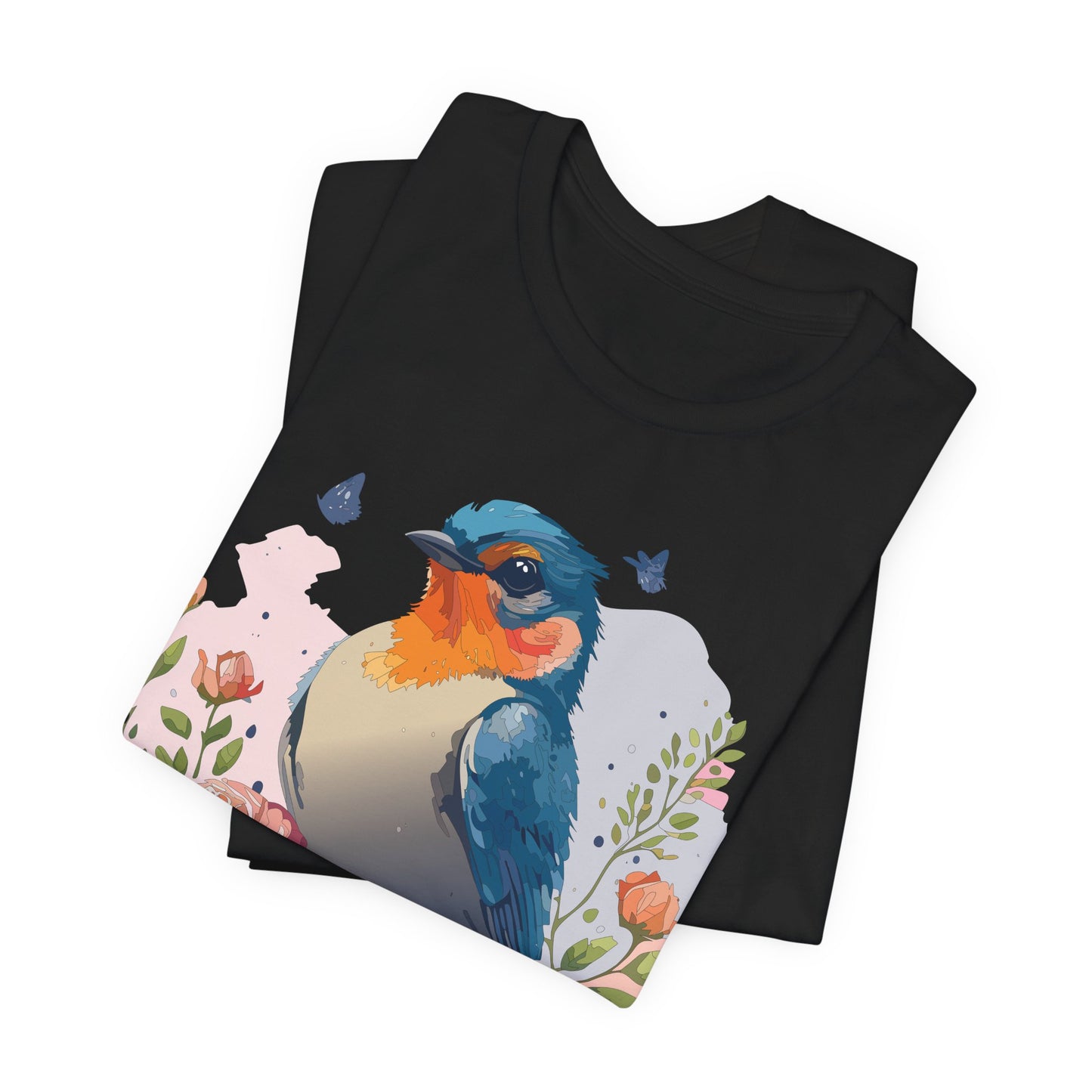 Floral Bird Tee, Animal Shirt, Bird Shirt, Floral Tee, Flower T-shirt, T-Shirt with Animal