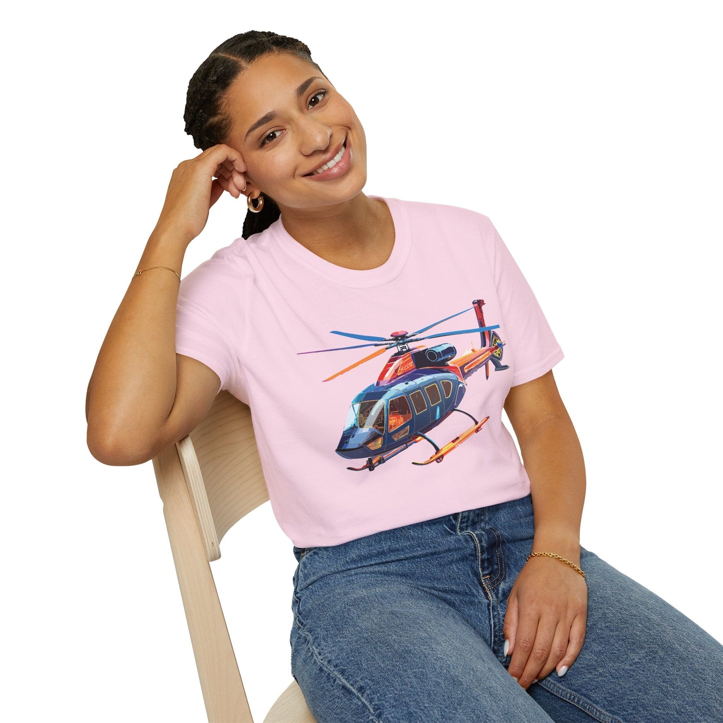 Chopper Helicopter Graphic T Shirt Unisex Softstyle Cotton Short Sleeve Artwork Design