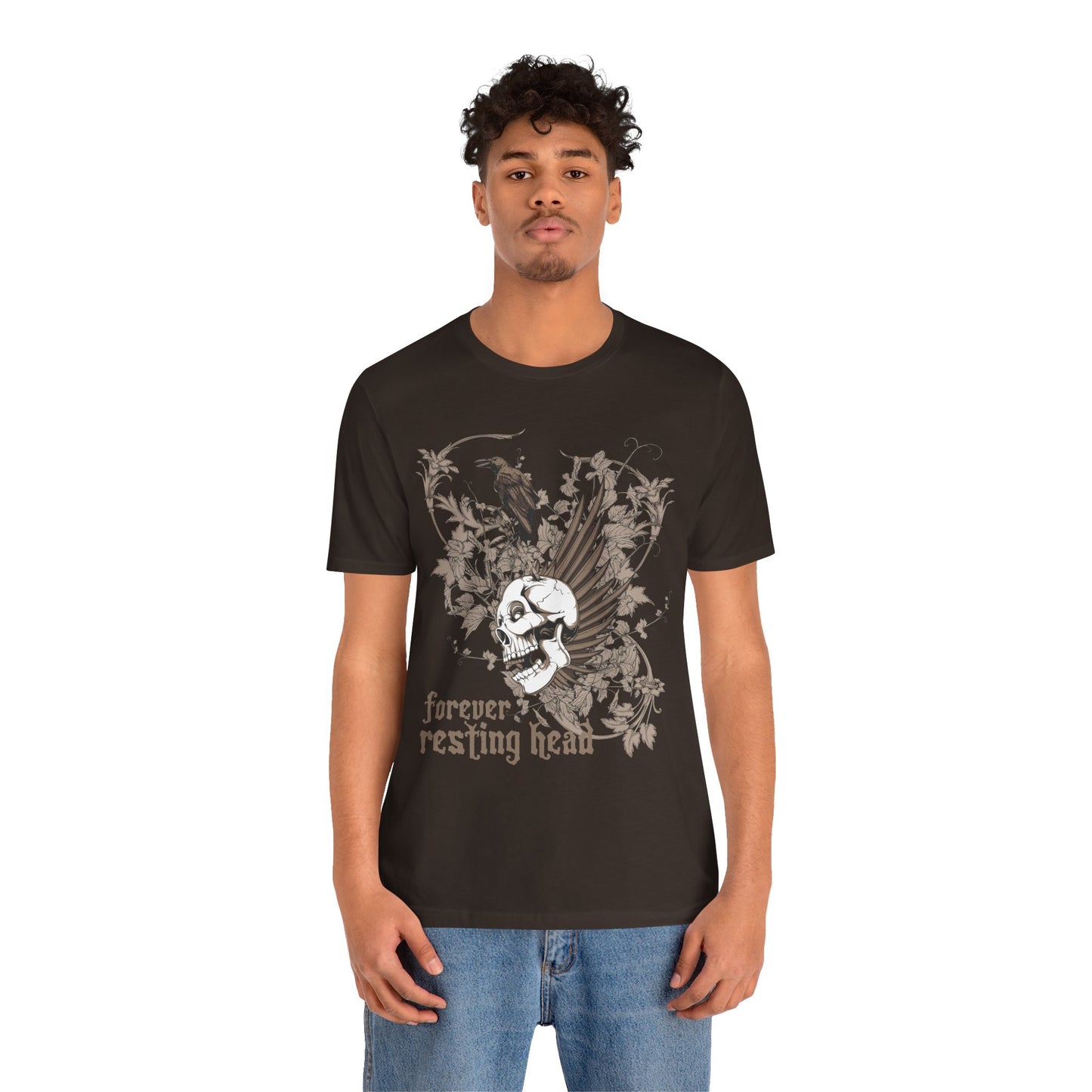 Forever Resting Head Tee, Edgy Graphic Shirt, Music T-Shirt, Gothic Tees, Skull Shirt, Art Design Tee, Skull Graphic Top