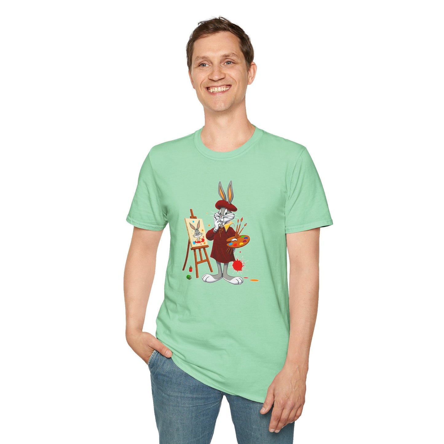 Cartoon Bunny Graphic Unisex Cotton Animal Animation Artwork Design Tee 9