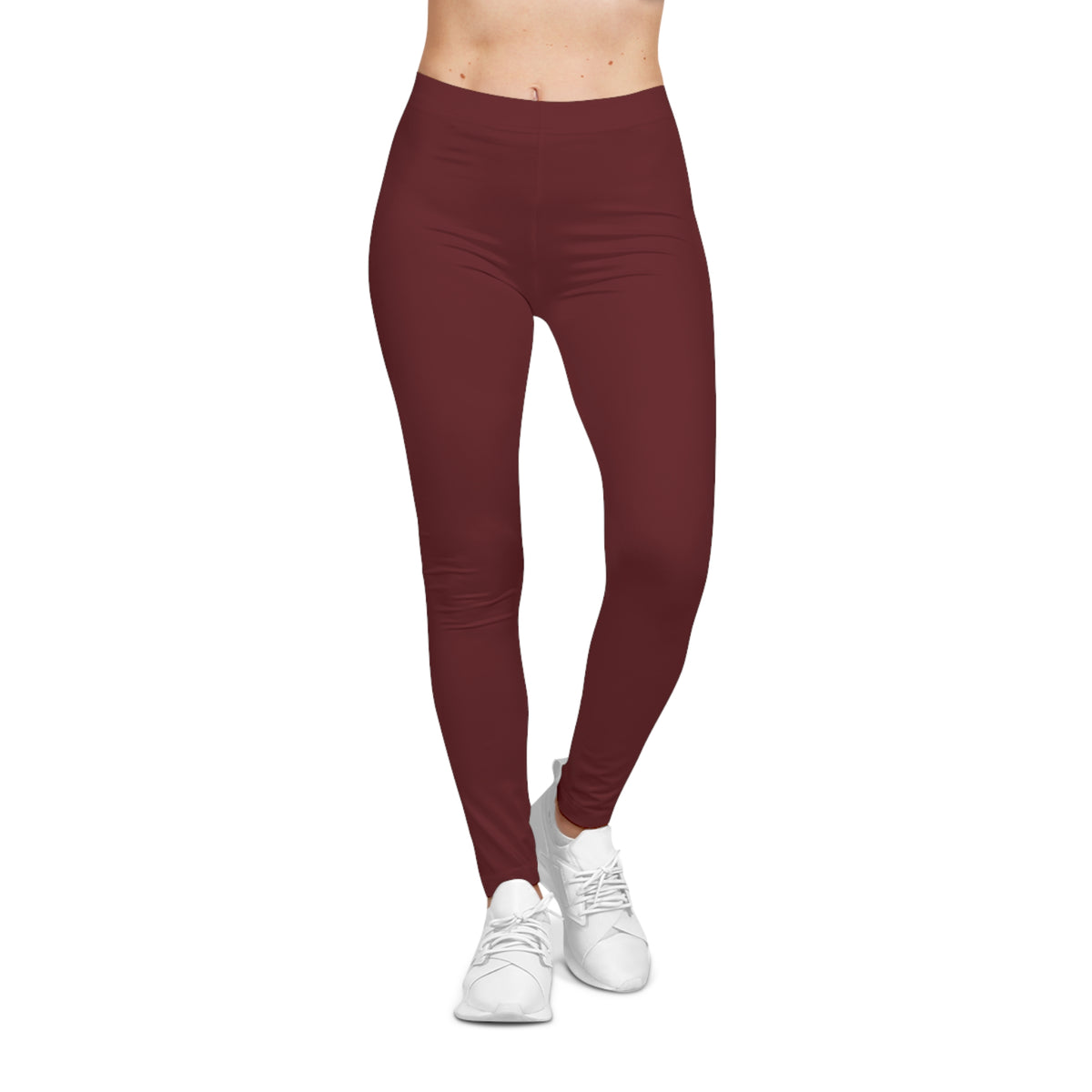 Black Cherry Burgundy Color Women's Poly-Span Casual Leggings XS-2XL