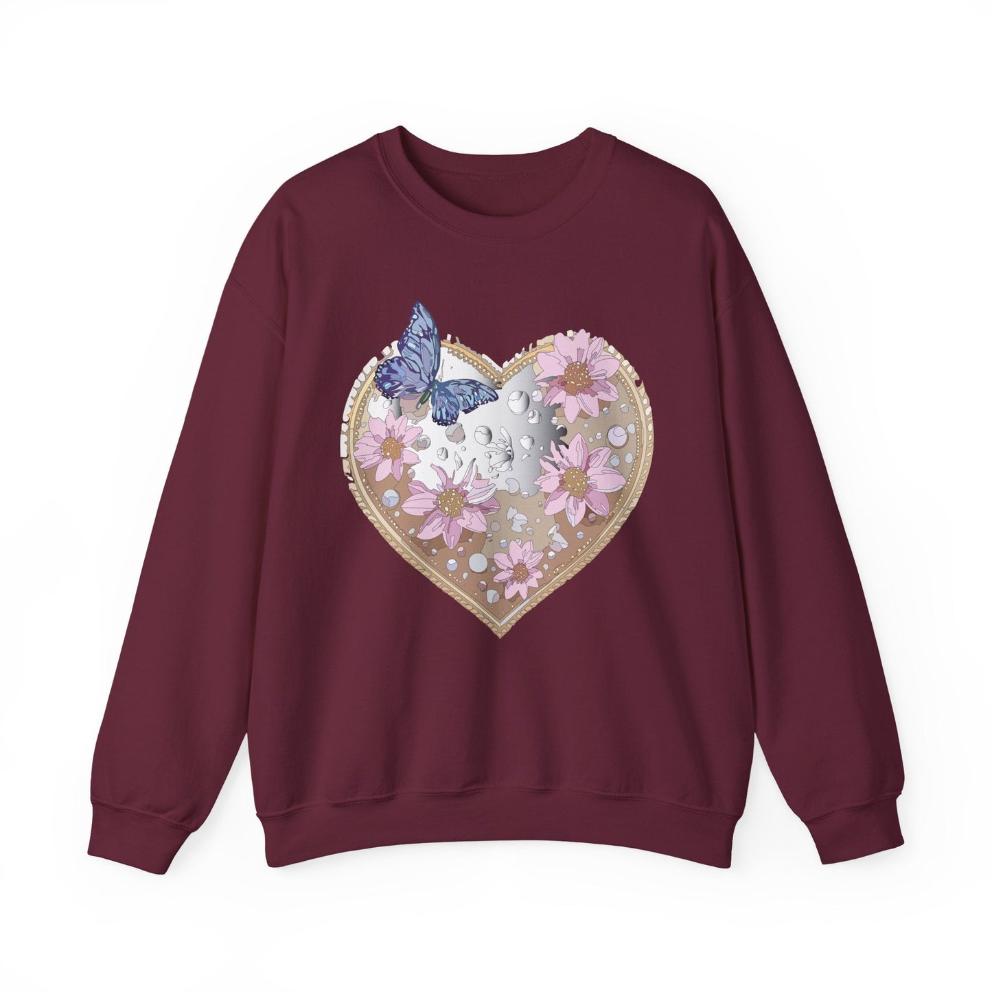 Floral Heart Love Sweatshirt For Valentines Day Unisex Heavy Blend Crewneck Sweatshirt