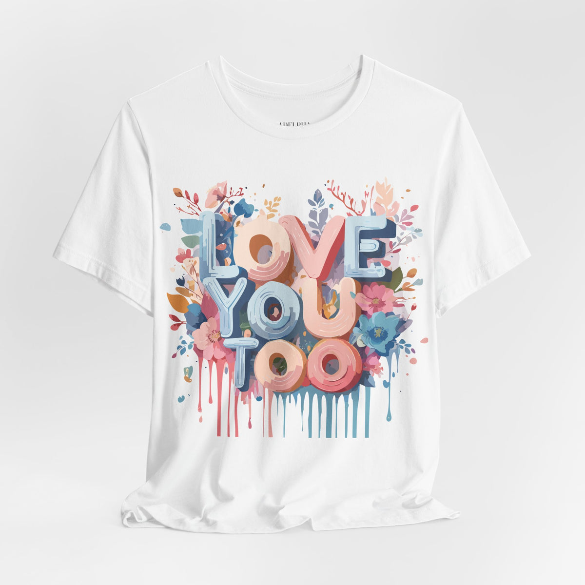 Valentine's Day Graphic Unisex Cotton Bella+Canvas Tee with Floral Art Design d97