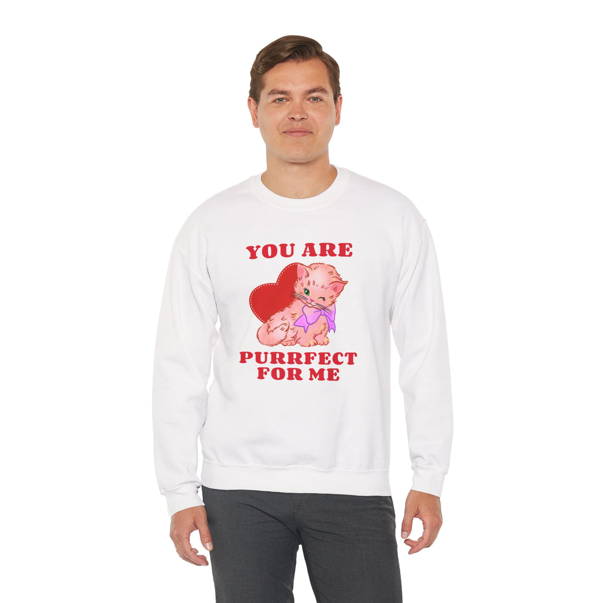 Cat Graphic Valentine's Day Sweatshirt Unisex 50/50 Cotton-Poly Animal Sweatshirt w09