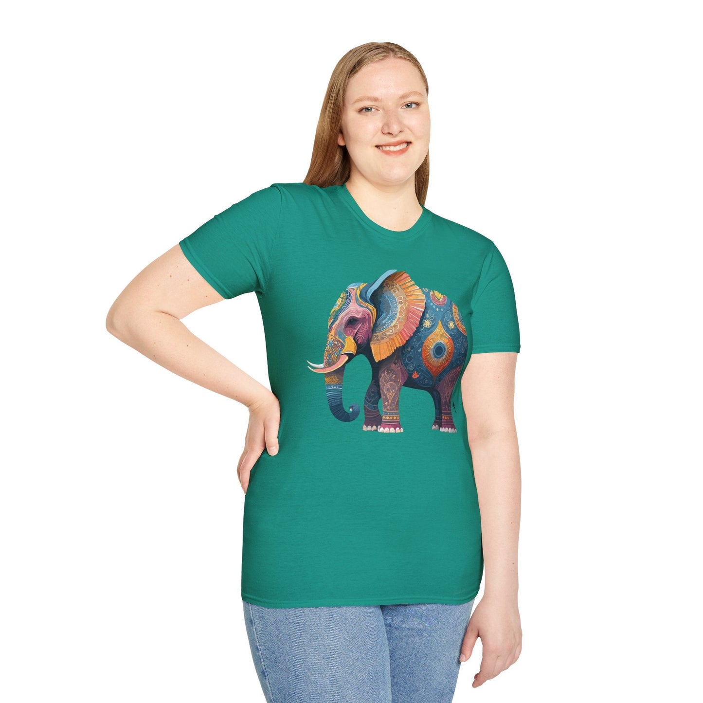 Elephant T Shirt Unisex Gildan Softstyle 64000 Tee With Animal Elephant Graphic Artwork