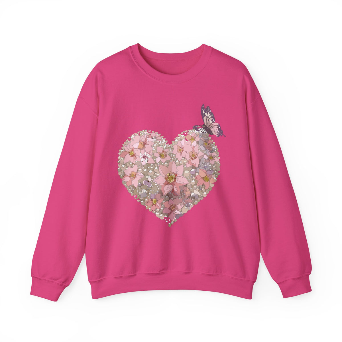 Floral Heart Love Graphic Valentine's Day Sweatshirt Unisex 50/50 Cotton-Poly Sweatshirt w29
