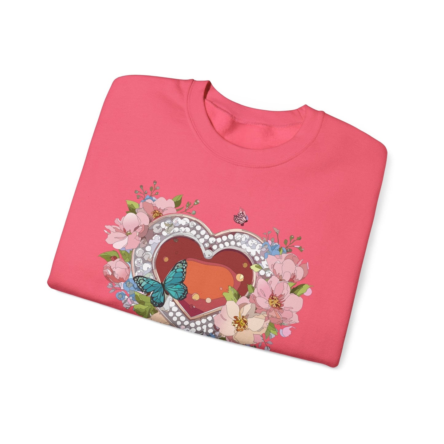 Floral Heart Sweatshirt Unisex Valentines Day Edition Gildan 18000 Heavy Blend Crewneck