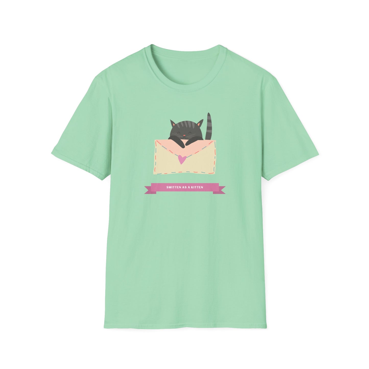 Cat Heart T-Shirt, T-Shirt with Love Cat, Valentine Day Tees with Animals, Unisex Cotton Tee with Art Design 34