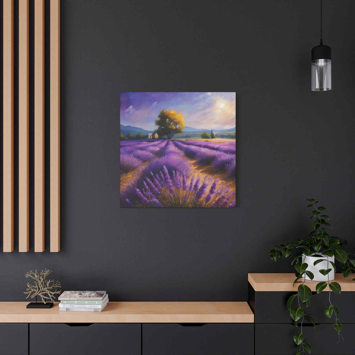 Lavender Landscape Print Canvas, Landscape Oil Paint Print 20x20, 24x24, 30x30, 32x32, 36x36 Art Design Print Non-Frame MC-35