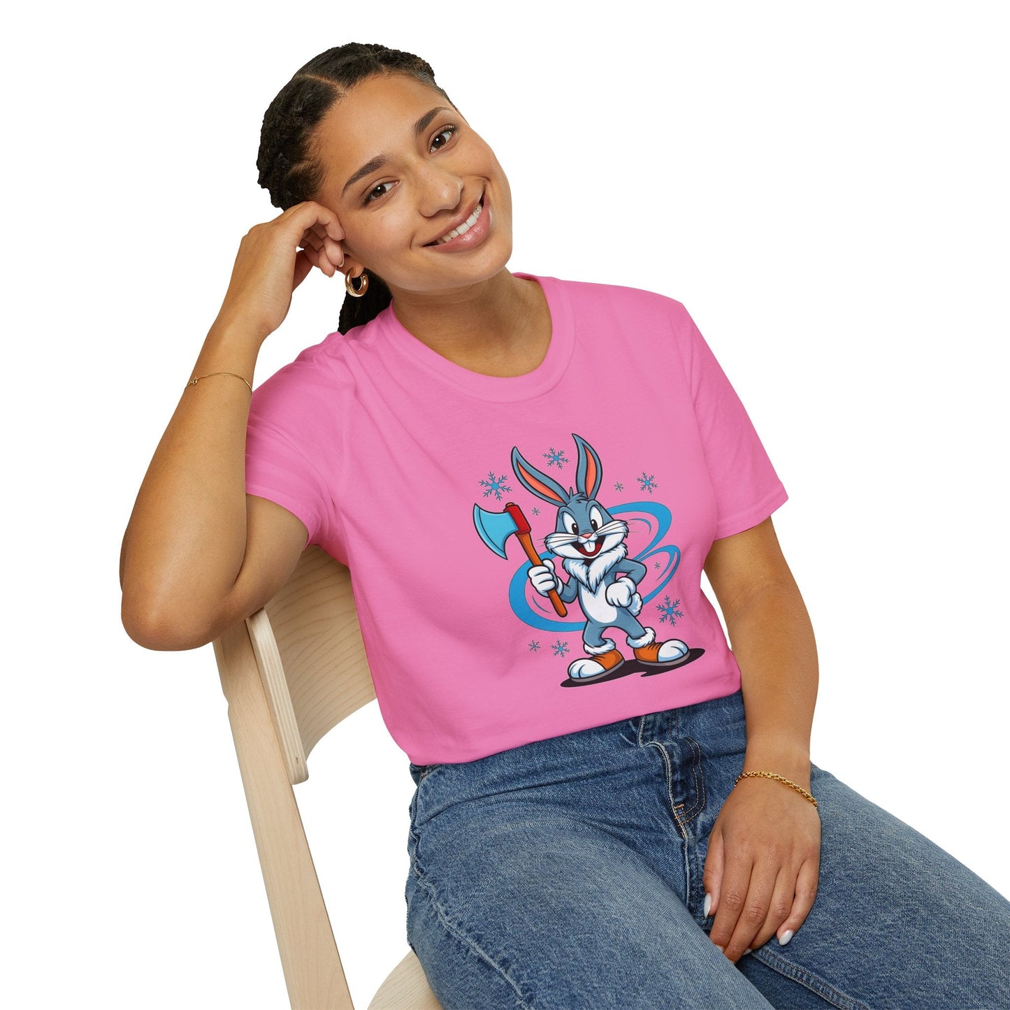 Bugs Bunny T Shirt Cartoon Print Unisex Softstyle Tee Gildan 64000 100 Percent Cotton