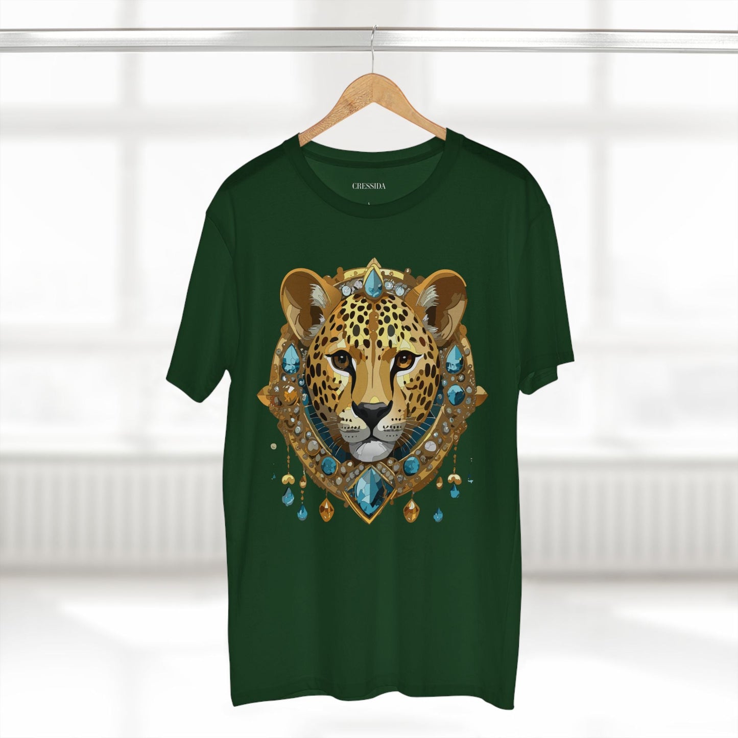 Cheetah Graphic Unisex 100 Cotton Tee With Unique Animal Golden Medallion Art Design 44
