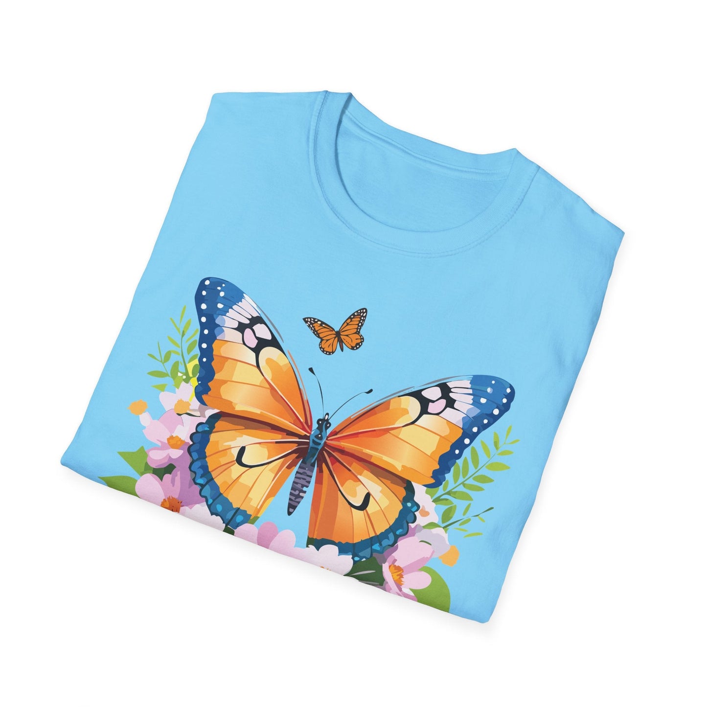 Butterfly Shirt Unisex Cotton Tee Monarch Butterfly Design Gildan Softstyle 64000 Short Sleeve