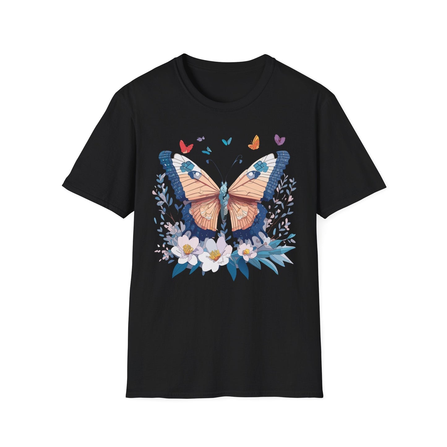 Unisex Butterfly Shirt Monarch Design Gildan Softstyle 64000 Short Sleeve Tee For Men And Women