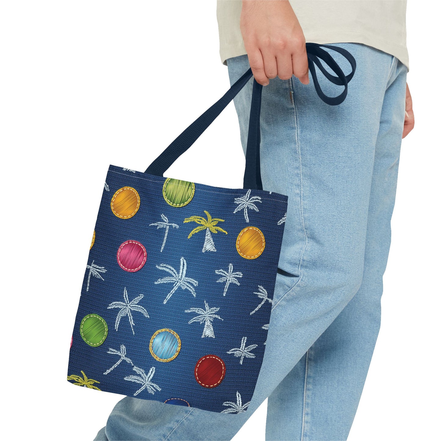Denim Fabric Imitation Print Unisex Canvas Bag Poly Spun 3 Sizes Tote Bag 182-9